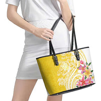 Aloha Oahu Island Personalized Leather Tote Bag Yellow Dreamy Turtle