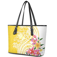 Aloha Oahu Island Personalized Leather Tote Bag Yellow Dreamy Turtle