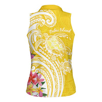 Aloha Oahu Island Personalized Women Sleeveless Polo Shirt Yellow Dreamy Turtle