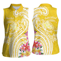 Aloha Oahu Island Personalized Women Sleeveless Polo Shirt Yellow Dreamy Turtle