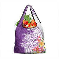Aloha Kauai Island Personalized Grocery Bag Lilac Dreamy Turtle