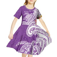 Aloha Kauai Island Personalized Kid Short Sleeve Dress Lilac Dreamy Turtle