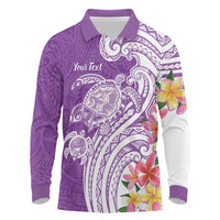 Aloha Kauai Island Personalized Long Sleeve Polo Shirt Lilac Dreamy Turtle