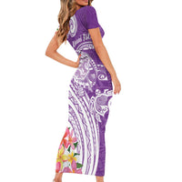 Aloha Kauai Island Personalized Short Sleeve Bodycon Dress Lilac Dreamy Turtle