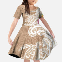 Aloha Ni’ihau Island Personalized Family Matching Long Sleeve Bodycon Dress and Hawaiian Shirt Beige Dreamy Turtle