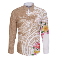Aloha Ni’ihau Island Personalized Family Matching Long Sleeve Bodycon Dress and Hawaiian Shirt Beige Dreamy Turtle