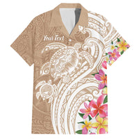 Aloha Ni’ihau Island Personalized Family Matching Off The Shoulder Long Sleeve Dress and Hawaiian Shirt Beige Dreamy Turtle