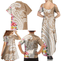 Aloha Ni’ihau Island Personalized Family Matching Summer Maxi Dress and Hawaiian Shirt Beige Dreamy Turtle
