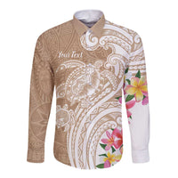 Aloha Ni’ihau Island Personalized Long Sleeve Button Shirt Beige Dreamy Turtle