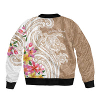 Aloha Ni’ihau Island Personalized Sleeve Zip Bomber Jacket Beige Dreamy Turtle