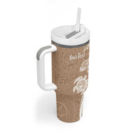 Aloha Ni’ihau Island Personalized Tumbler With Handle Beige Dreamy Turtle