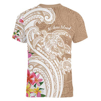 Aloha Ni’ihau Island Personalized Women V-Neck T-Shirt Beige Dreamy Turtle