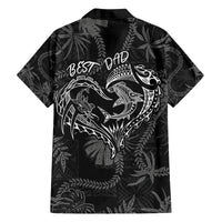 Hawaii Father's Day Vintage Lei Family Matching Off Shoulder Short Dress and Hawaiian Shirt Hauoli la Makuakane - Black