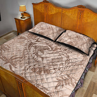Hawaii Father's Day Vintage Lei Quilt Bed Set Hauoli la Makuakane - Beige