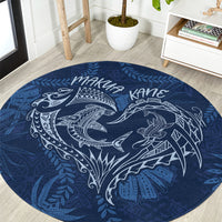 Hawaii Father's Day Vintage Lei Round Carpet Hauoli la Makuakane - Blue LT7 Blue - Polynesian Pride
