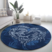 Hawaii Father's Day Vintage Lei Round Carpet Hauoli la Makuakane - Blue LT7 - Polynesian Pride