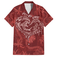 Hawaii Father's Day Vintage Lei Family Matching Off The Shoulder Long Sleeve Dress and Hawaiian Shirt Hauoli la Makuakane - Red LT7 Dad's Shirt - Short Sleeve Red - Polynesian Pride