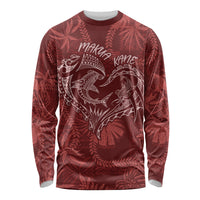 Hawaii Father's Day Vintage Lei Long Sleeve Shirt Hauoli la Makuakane - Red LT7 Unisex Red - Polynesian Pride
