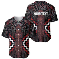 Maori Taiaha Whakairo Personalized Baseball Jersey Red Poutama Motifs