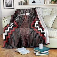 Maori Taiaha Whakairo Personalized Blanket Red Poutama Motifs LT7 Red - Polynesian Pride