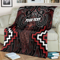 Maori Taiaha Whakairo Personalized Blanket Red Poutama Motifs LT7 - Polynesian Pride