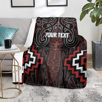 Maori Taiaha Whakairo Personalized Blanket Red Poutama Motifs LT7 - Polynesian Pride