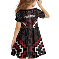 Maori Taiaha Whakairo Personalized Family Matching Long Sleeve Bodycon Dress and Hawaiian Shirt Red Poutama Motifs