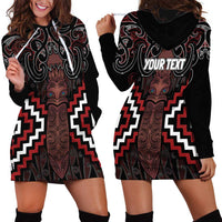 Maori Taiaha Whakairo Personalized Hoodie Dress Red Poutama Motifs