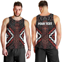 Maori Taiaha Whakairo Personalized Men Tank Top Red Poutama Motifs