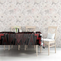 Maori Taiaha Whakairo Personalized Tablecloth Red Poutama Motifs