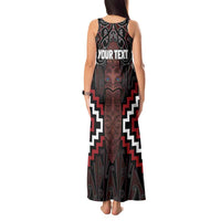 Maori Taiaha Whakairo Personalized Tank Maxi Dress Red Poutama Motifs