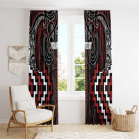 Maori Taiaha Whakairo Personalized Window Curtain Red Poutama Motifs