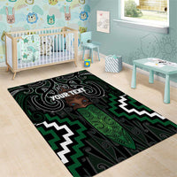 Maori Taiaha Pounamu Whakairo Personalized Area Rug Jade Poutama Motifs