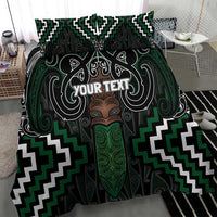 Maori Taiaha Pounamu Whakairo Personalized Bedding Set Jade Poutama Motifs