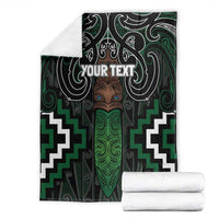 Maori Taiaha Pounamu Whakairo Personalized Blanket Jade Poutama Motifs