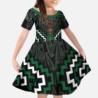 Maori Taiaha Pounamu Whakairo Personalized Family Matching Mermaid Dress and Hawaiian Shirt Jade Poutama Motifs