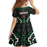 Maori Taiaha Pounamu Whakairo Personalized Family Matching Off Shoulder Short Dress and Hawaiian Shirt Jade Poutama Motifs