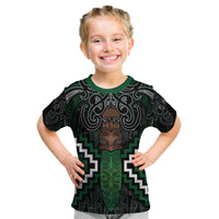 Maori Taiaha Pounamu Whakairo Personalized Kid T Shirt Jade Poutama Motifs