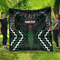 Maori Taiaha Pounamu Whakairo Personalized Quilt Jade Poutama Motifs