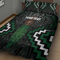 Maori Taiaha Pounamu Whakairo Personalized Quilt Bed Set Jade Poutama Motifs