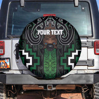 Maori Taiaha Pounamu Whakairo Personalized Spare Tire Cover Jade Poutama Motifs