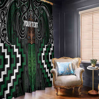 Maori Taiaha Pounamu Whakairo Personalized Window Curtain Jade Poutama Motifs