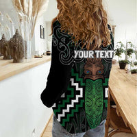 Maori Taiaha Pounamu Whakairo Personalized Women Casual Shirt Jade Poutama Motifs