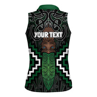 Maori Taiaha Pounamu Whakairo Personalized Women Sleeveless Polo Shirt Jade Poutama Motifs