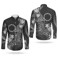 Black Kuki Airani Tapakau Couples Matching Off Shoulder Short Dress and Long Sleeve Button Shirt Tribal Anchor Mix Tiare LT7 - Polynesian Pride
