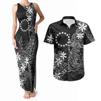Black Kuki Airani Tapakau Couples Matching Tank Maxi Dress and Hawaiian Shirt Tribal Anchor Mix Tiare LT7 Black - Polynesian Pride