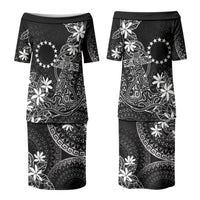 Black Kuki Airani Tapakau Family Matching Puletasi and Hawaiian Shirt Tribal Anchor Mix Tiare LT7 Mom's Dress Black - Polynesian Pride