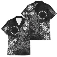 Black Kuki Airani Tapakau Family Matching Short Sleeve Bodycon Dress and Hawaiian Shirt Tribal Anchor Mix Tiare LT7 Dad's Shirt - Short Sleeve Black - Polynesian Pride