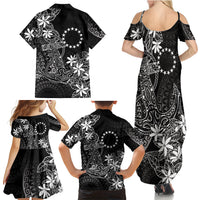 Black Kuki Airani Tapakau Family Matching Summer Maxi Dress and Hawaiian Shirt Tribal Anchor Mix Tiare