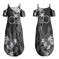 Black Kuki Airani Tapakau Family Matching Summer Maxi Dress and Hawaiian Shirt Tribal Anchor Mix Tiare LT7 Mom's Dress Black - Polynesian Pride